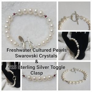 Genuine Freshwater Cultured Pearl Bracelet and 925 Sterling Silver